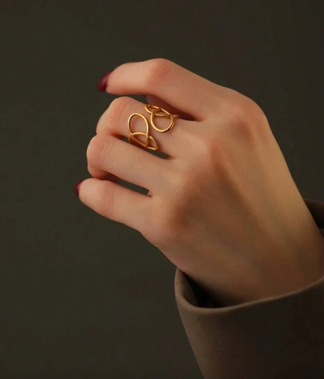 Stylish Gold-Tone Openwork Ring thumbnail