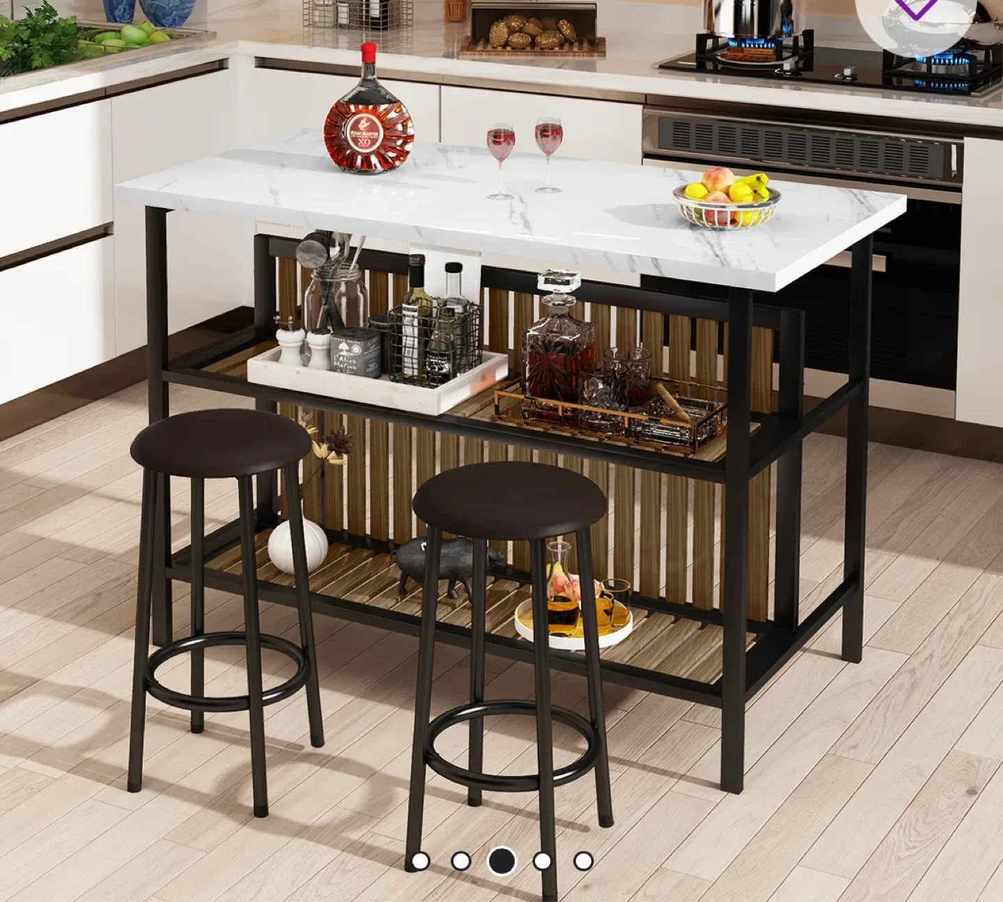 Dining island Set with 2 Stools image indicator(3)