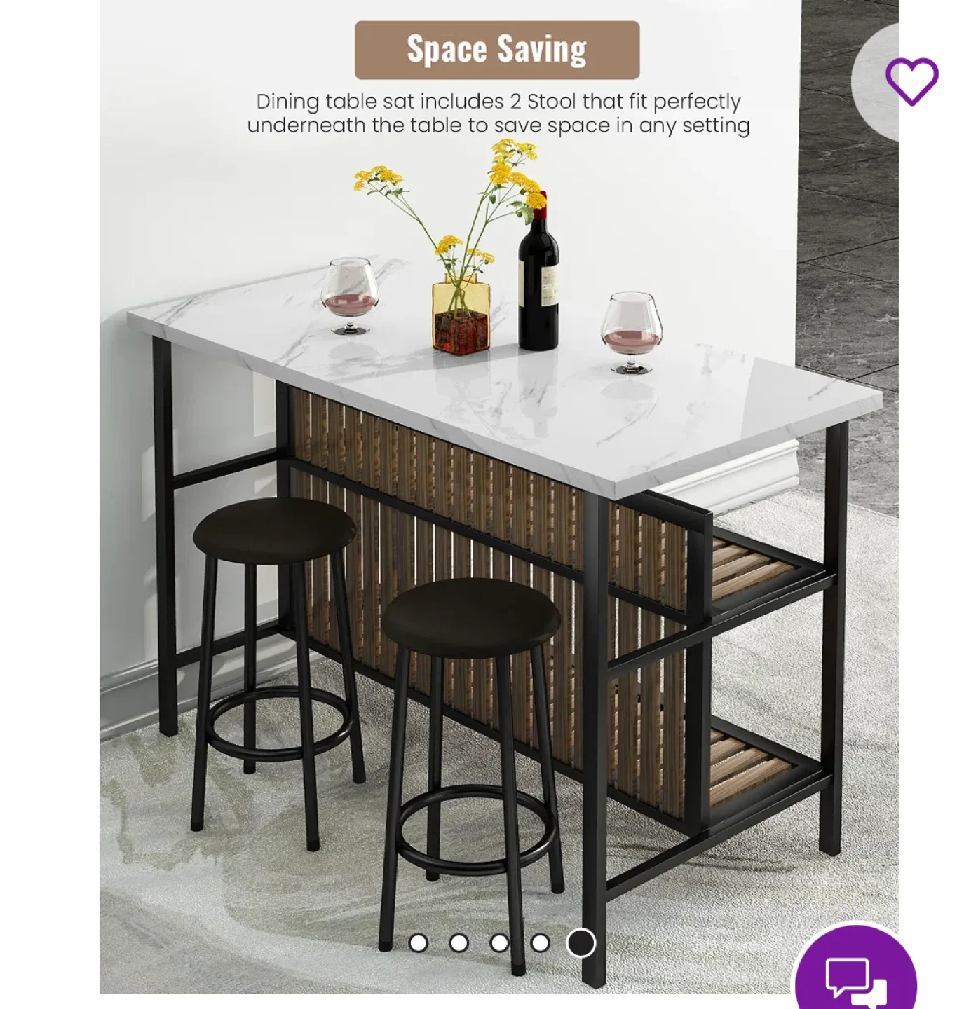 Dining island Set with 2 Stools image indicator(4)
