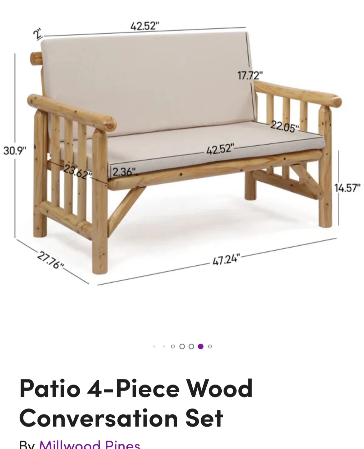 Millwood Pines Patio 4-Piece Wood Conversation Set image indicator(3)