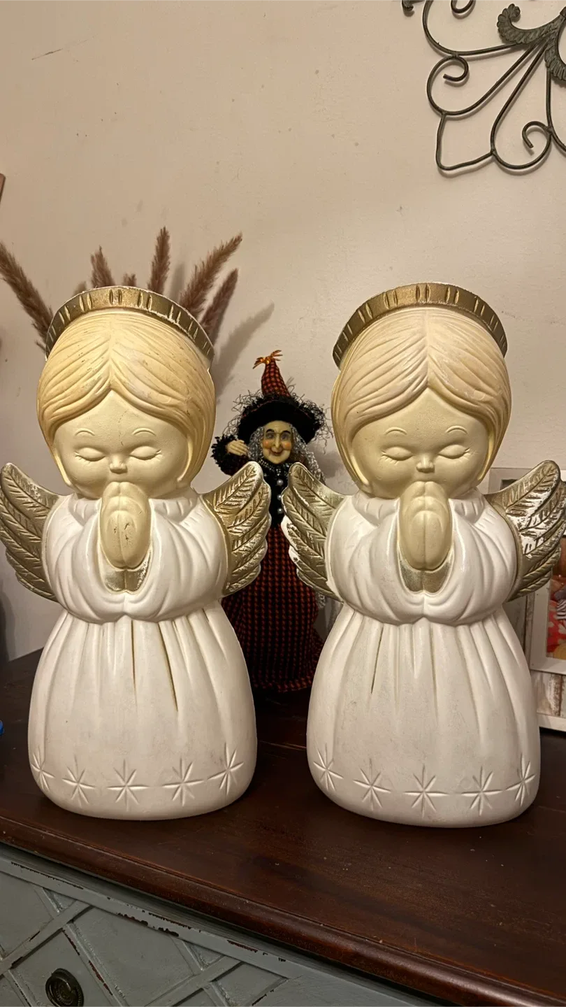 Vintage Angel Blowmold Blow Mold Christmas Manger Nativity 18"