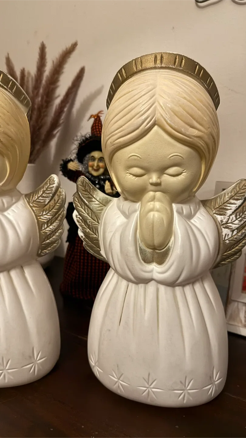 Vintage Angel Blowmold Blow Mold Christmas Manger Nativity 18" image indicator(2)