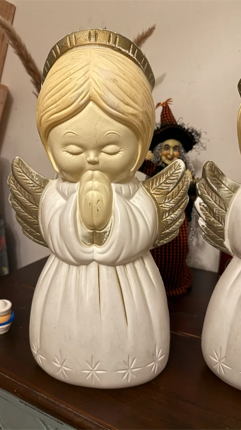 Vintage Angel Blowmold Blow Mold Christmas Manger Nativity 18" image indicator(3)