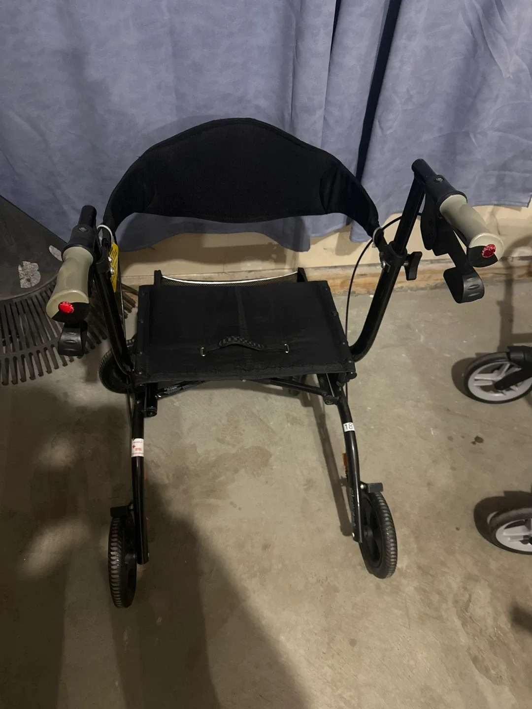 Black Folding Walker with Seat