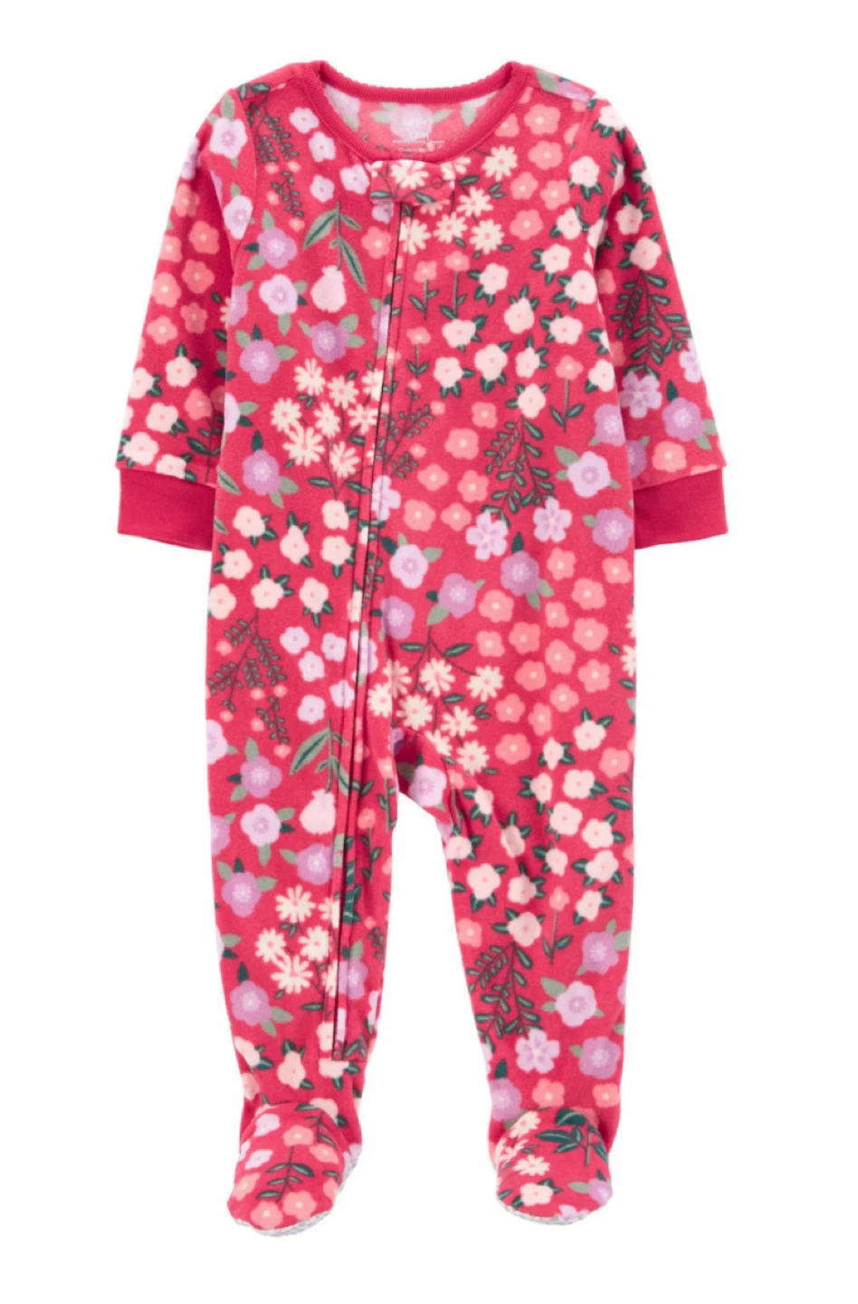 NWT 18 Months Girls Toddlers Carter's Red Floral Footed Pajamas