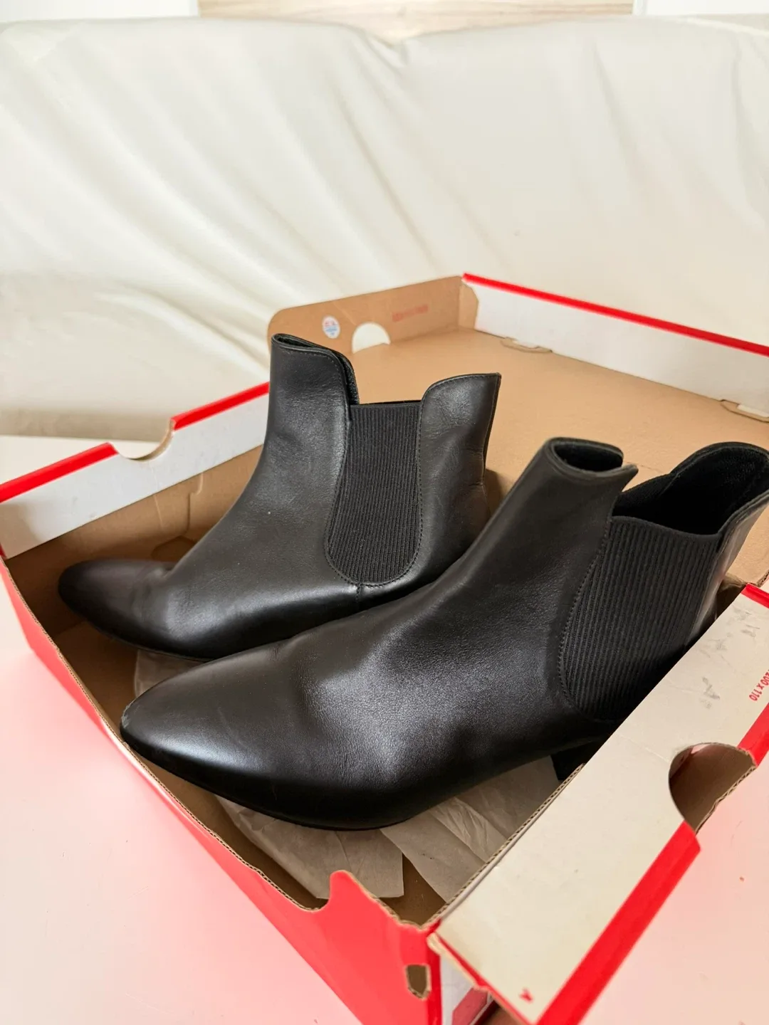 Black Leather Ankle Boots, Size 7 image indicator(2)