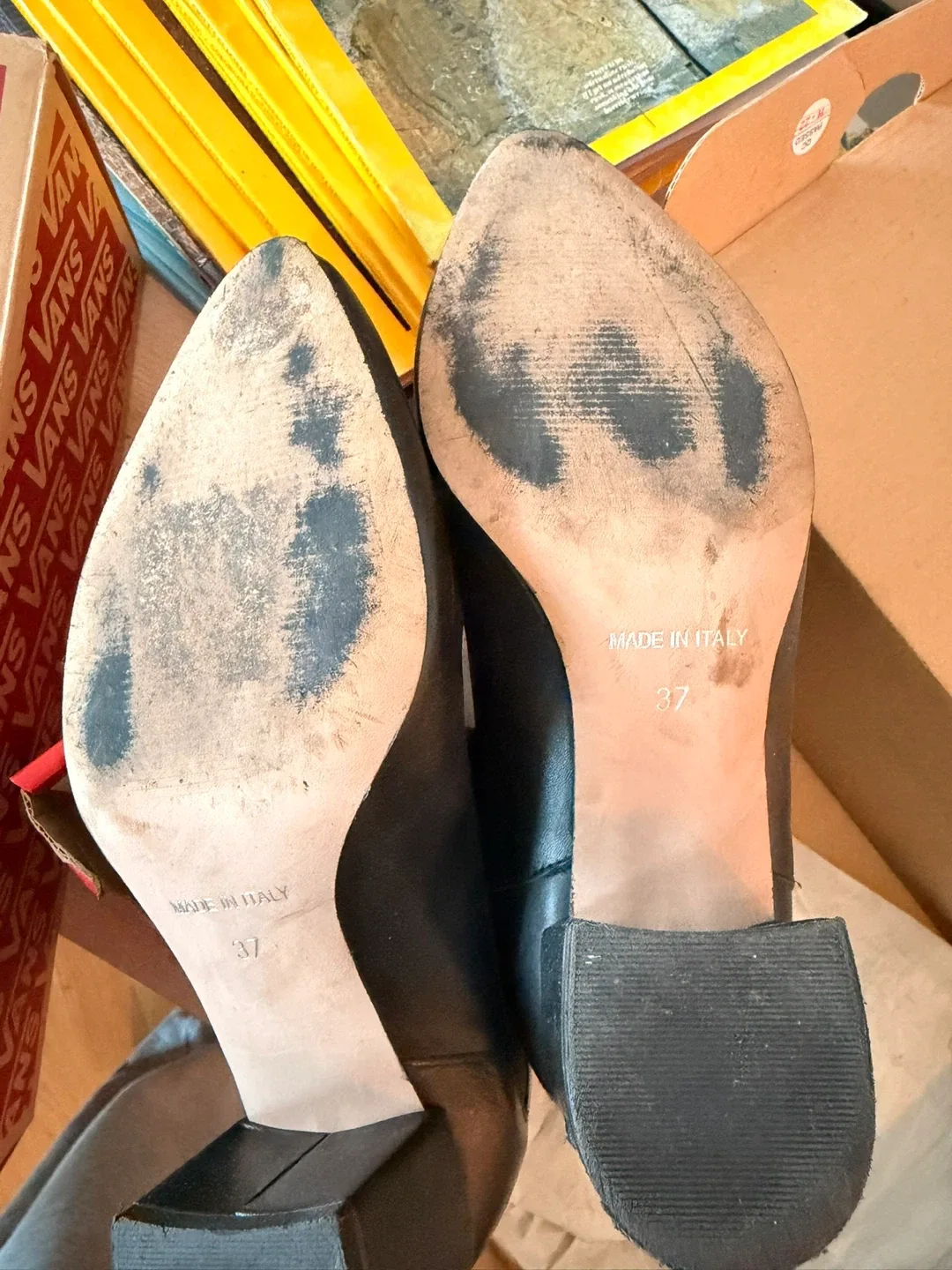 Black Leather Ankle Boots, Size 7 image indicator(3)