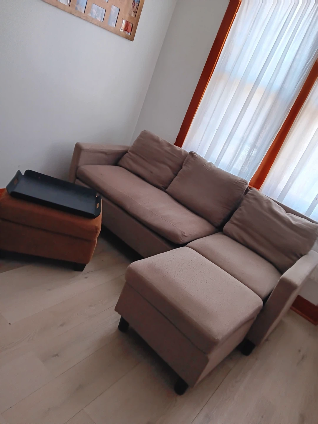Beige Sofa with Ottoman - photo 2