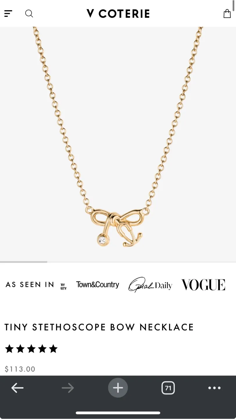 V Coterie Tiny Stethoscope Bow Necklace & Studs image indicator(4)