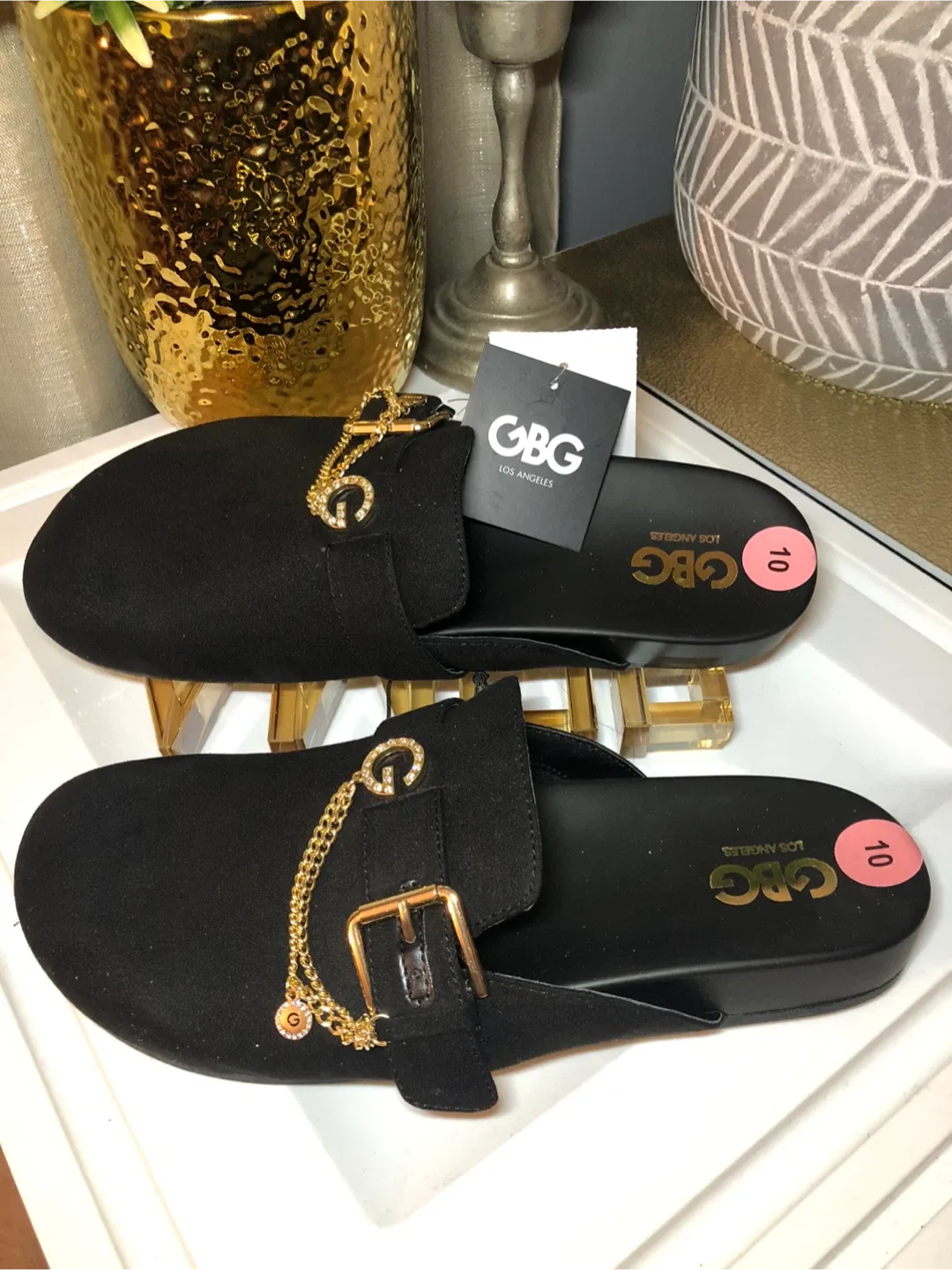 GBG Los Angeles Black Mules - Size 10 thumbnail