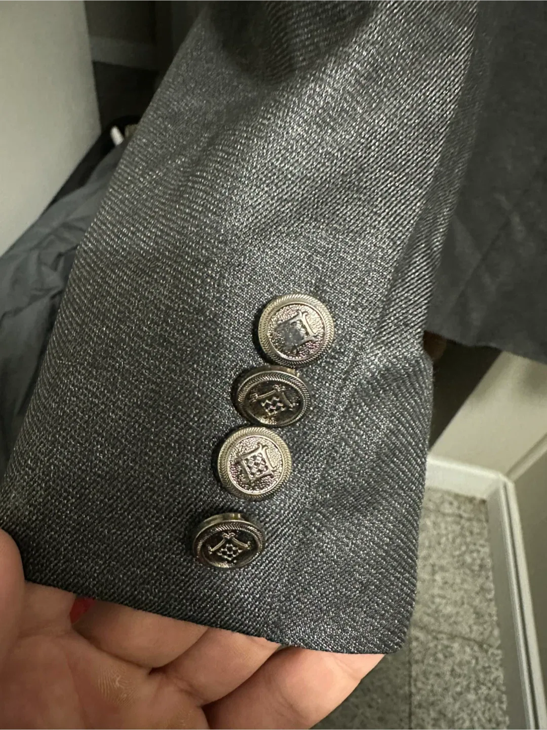 Grey Double-Breasted Blazer image indicator(4)