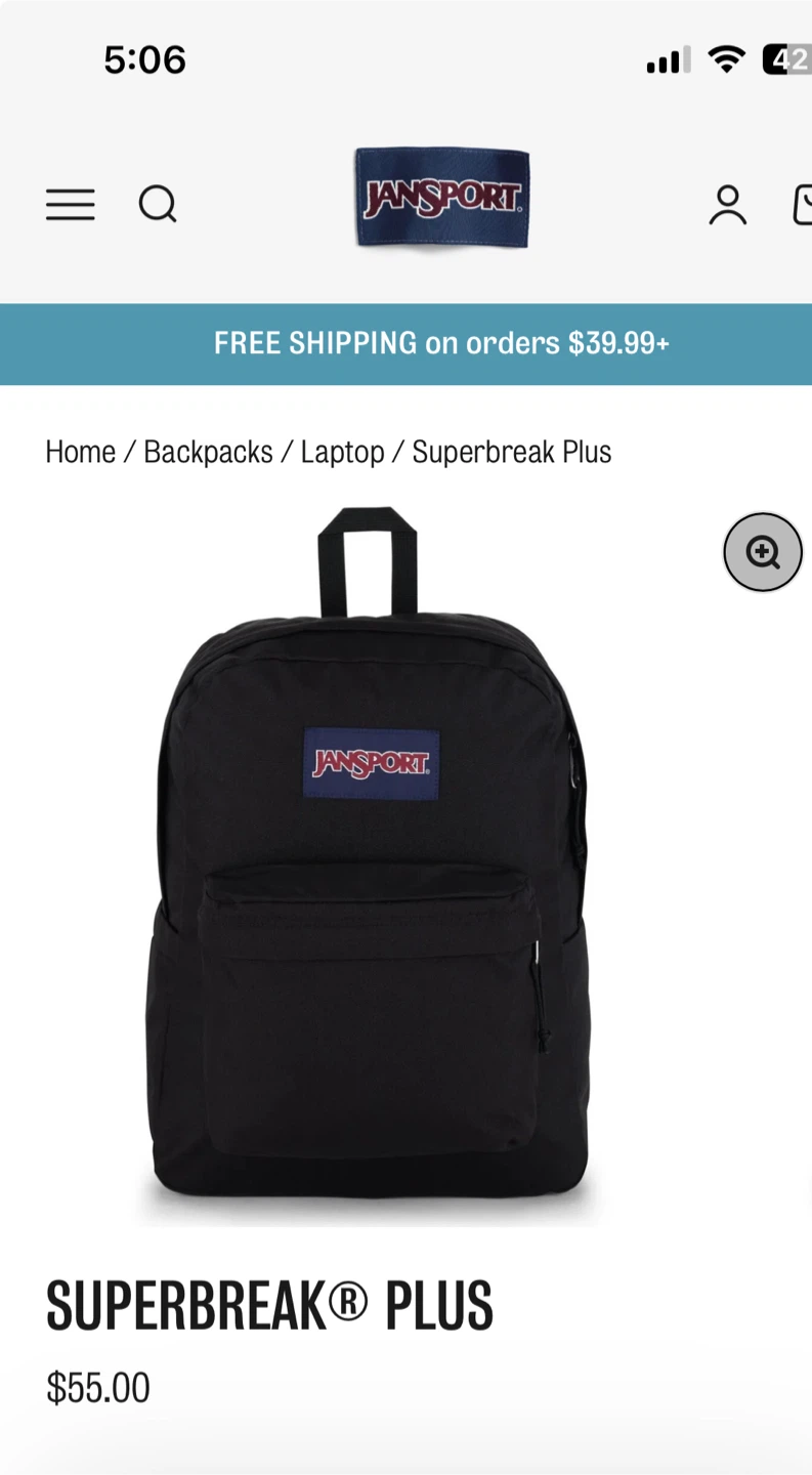 JanSport Superbreak Plus Black Backpack - photo 5