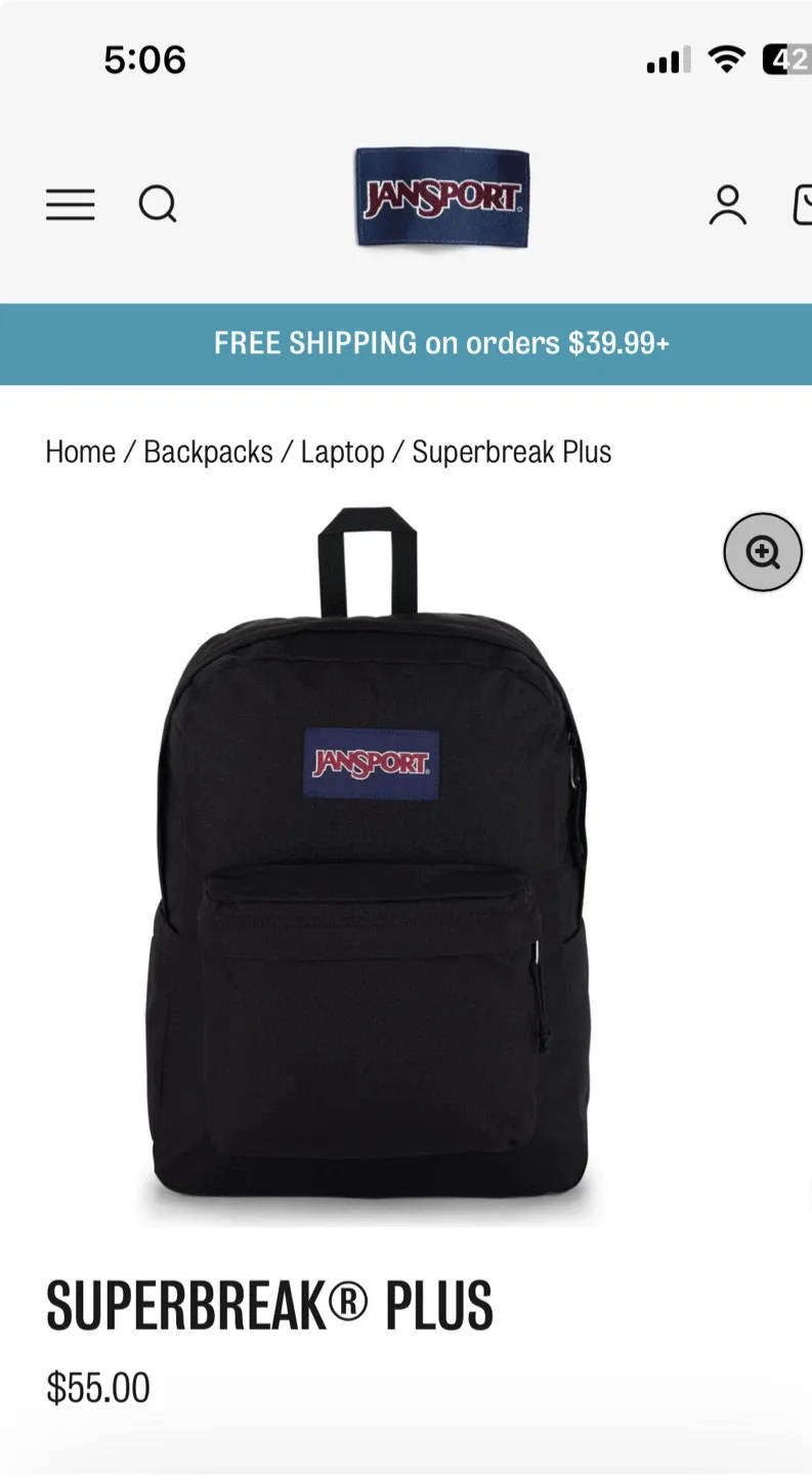 JanSport Superbreak Plus Black Backpack image indicator(5)