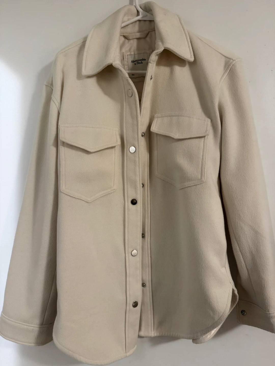 Abercrombie & Fitch Cream Shacket - Size S