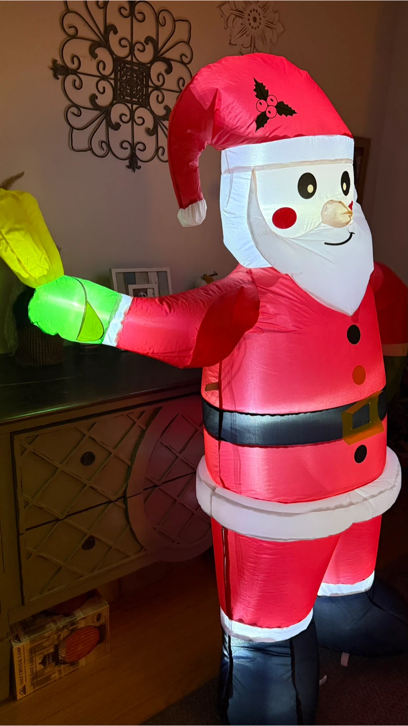 New 6Ft Inflatable Santa Claus with Movie Bell Light - photo 4