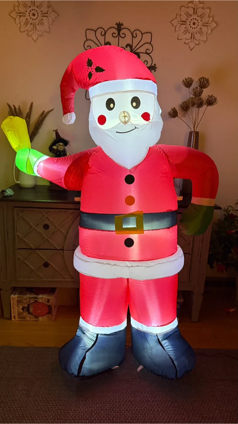 New 6Ft Inflatable Santa Claus with Movie Bell Light