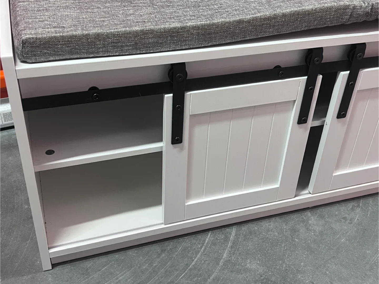 White Shoe Storage Bench with Sliding Doors image indicator(2)