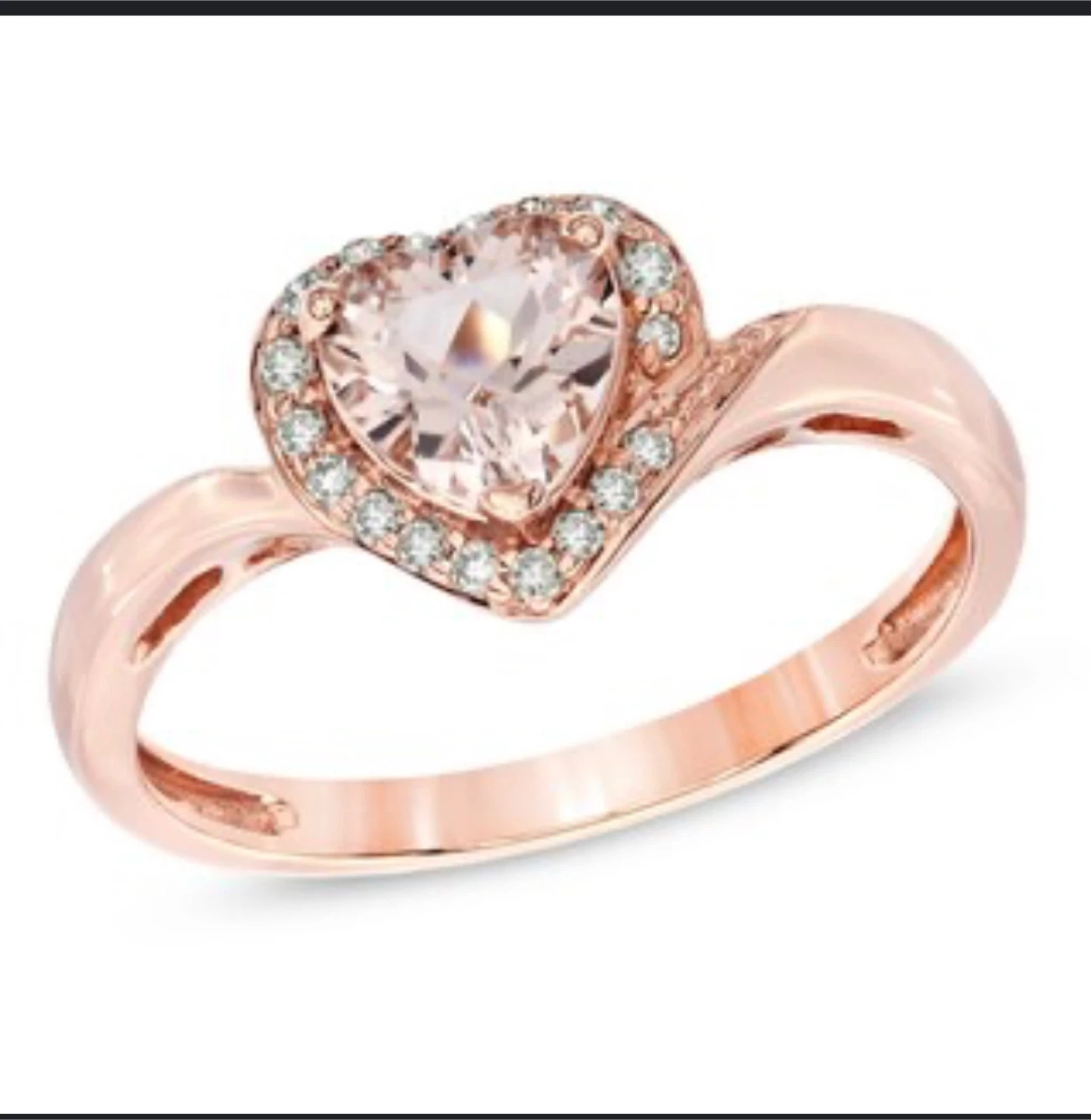 10K Rose Gold Heart morganite Ring - photo 5