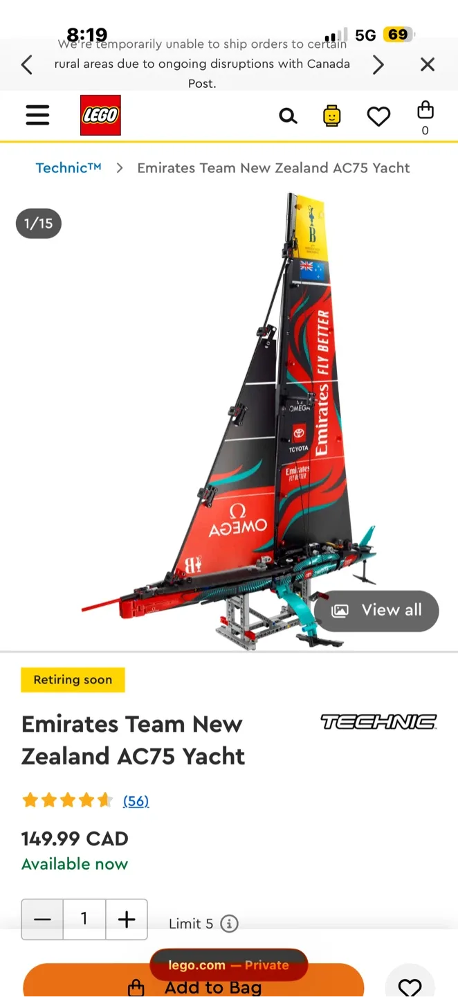LEGO Technic Emirates Team New Zealand AC75 Yacht 42174 image indicator(2)