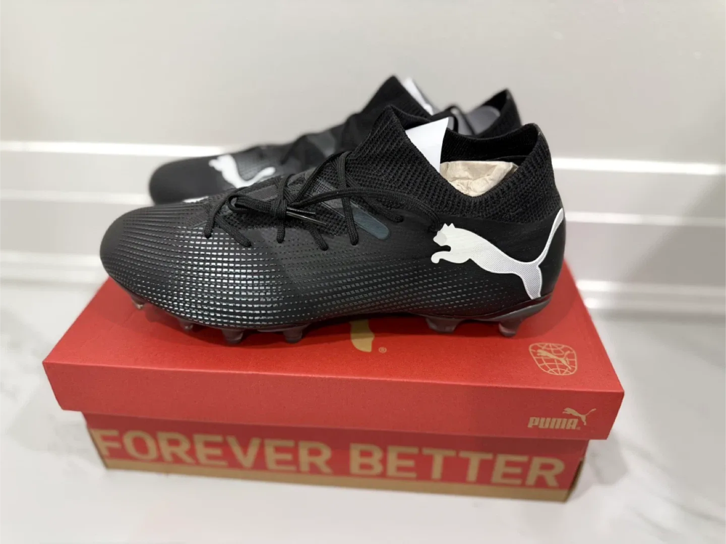 P Puma Future 7 Match FG/AG Soccer Cleats - Black/White image indicator(2)