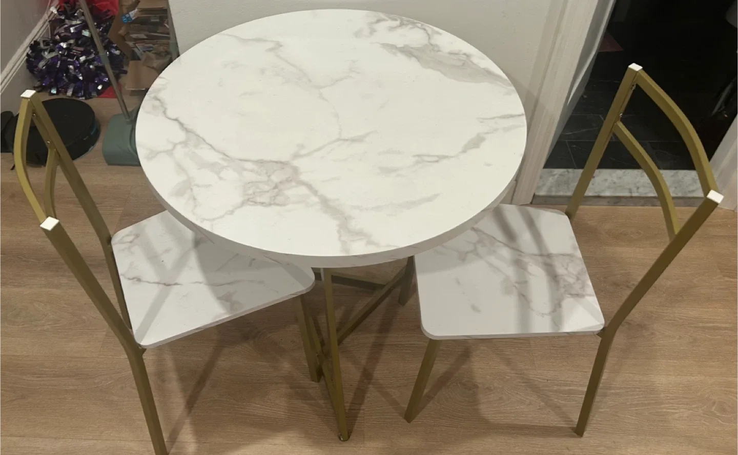 Marble Top Dining Table with Two Chairs image indicator(2)