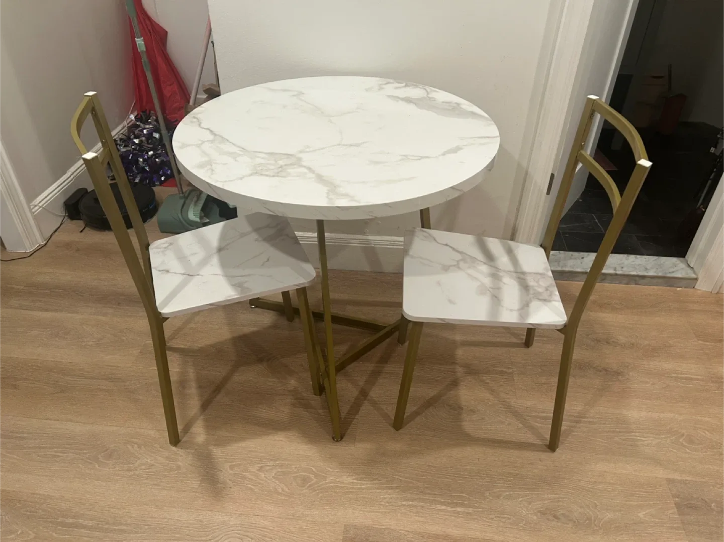 Marble Top Dining Table with Two Chairs image indicator(3)