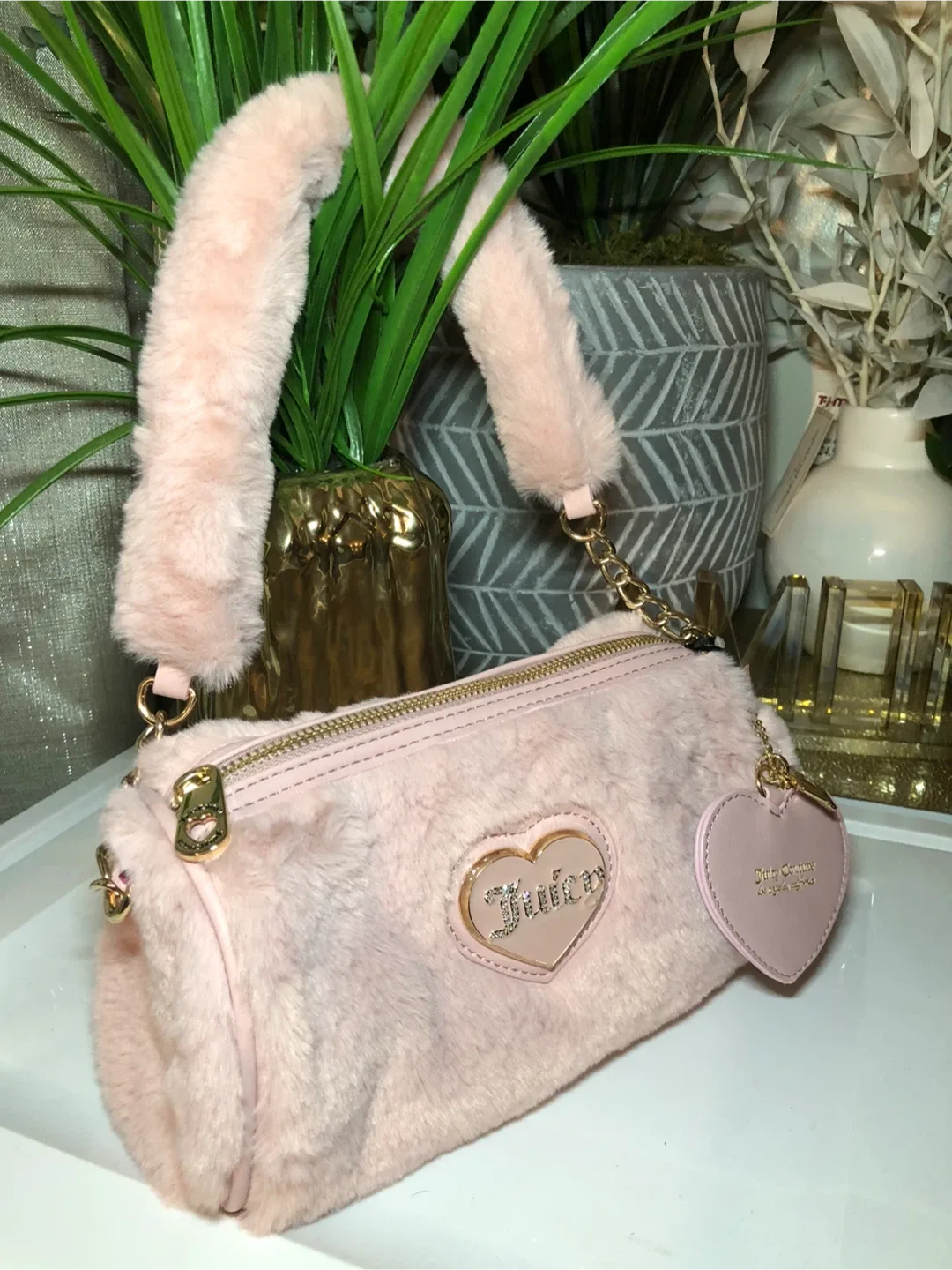 Juicy Couture Pink Faux Fur Shoulder Bag image indicator(2)