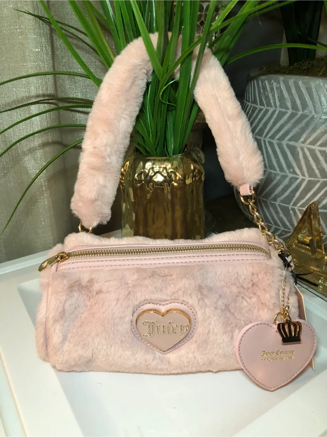 Juicy Couture Pink Faux Fur Shoulder Bag image indicator(5)
