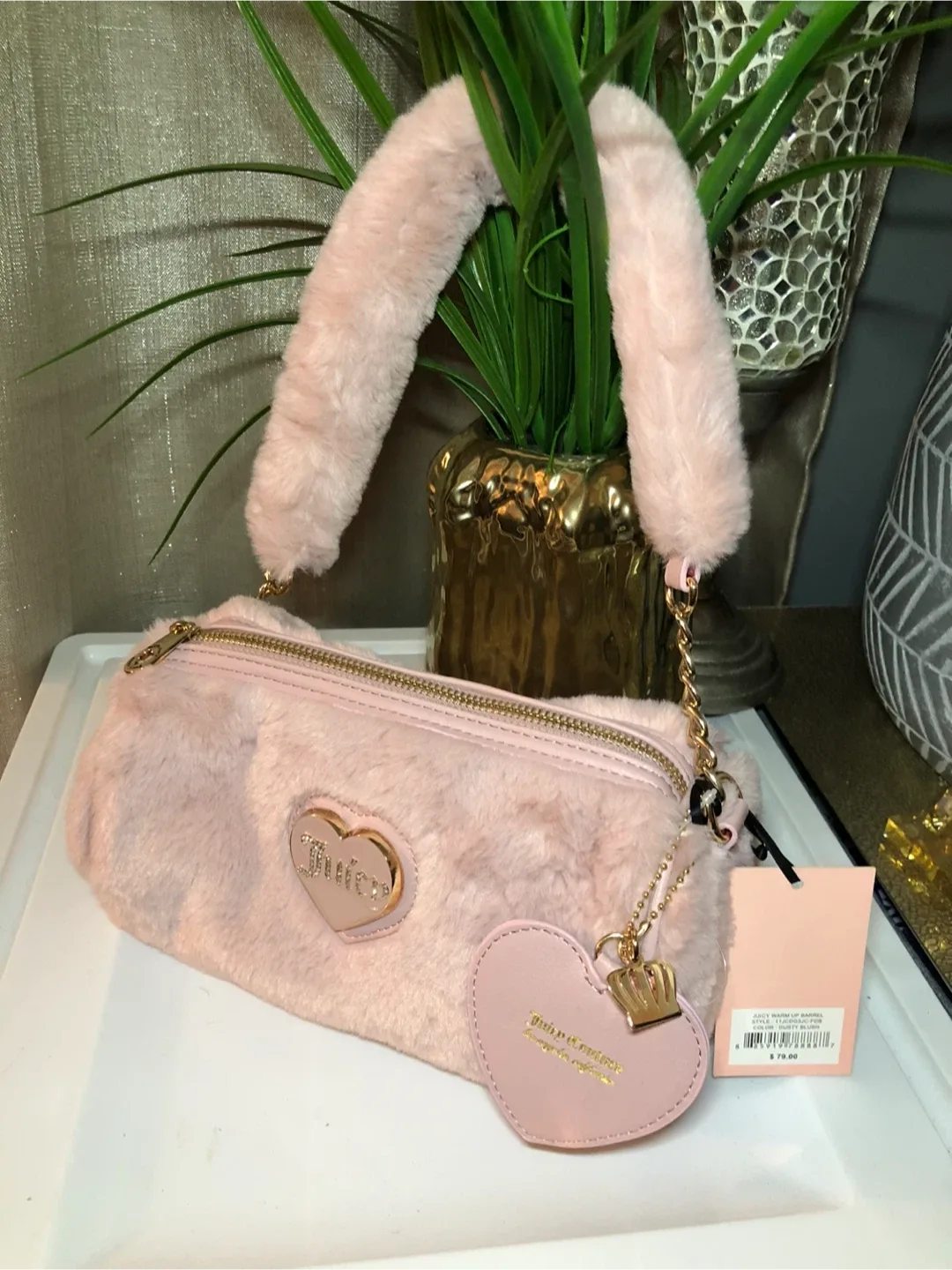 Juicy Couture Pink Faux Fur Shoulder Bag image indicator(4)