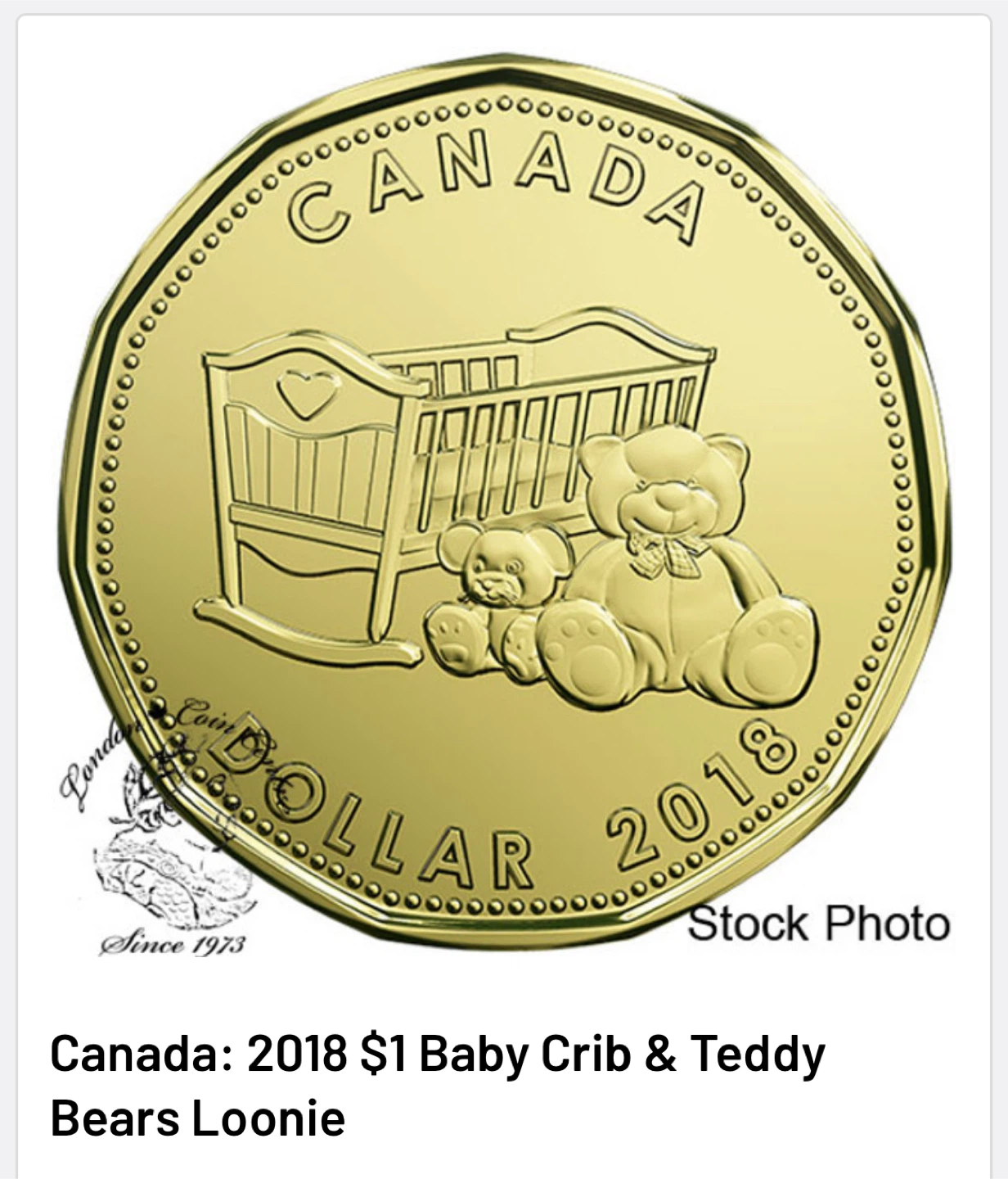 2018 Canada $1 Baby Crib & Teddy Bears Loonie