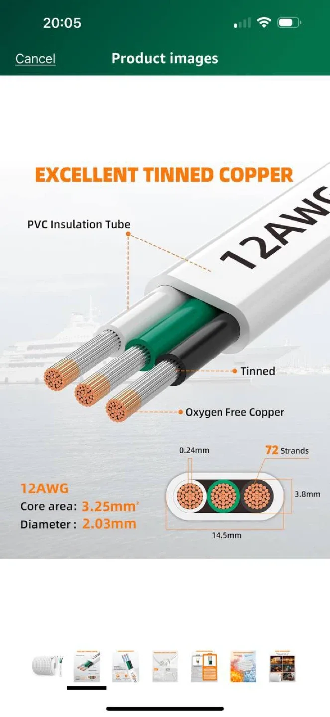 CONEPY 12 AWG 12/3 Triplex Marine Wire – 193.6ft (Approx. 59 доз image indicator(2)