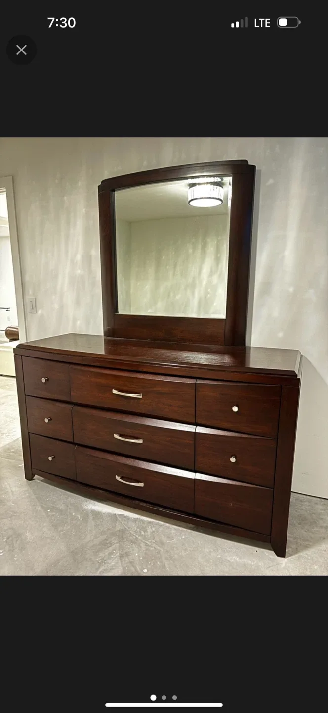 Wood Dresser with Mirror - Dark Brown image indicator(2)