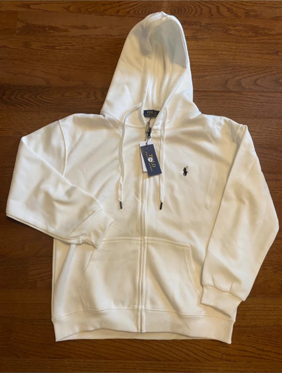 Polo Ralph Lauren White Full Zip Hoodie - Size L
