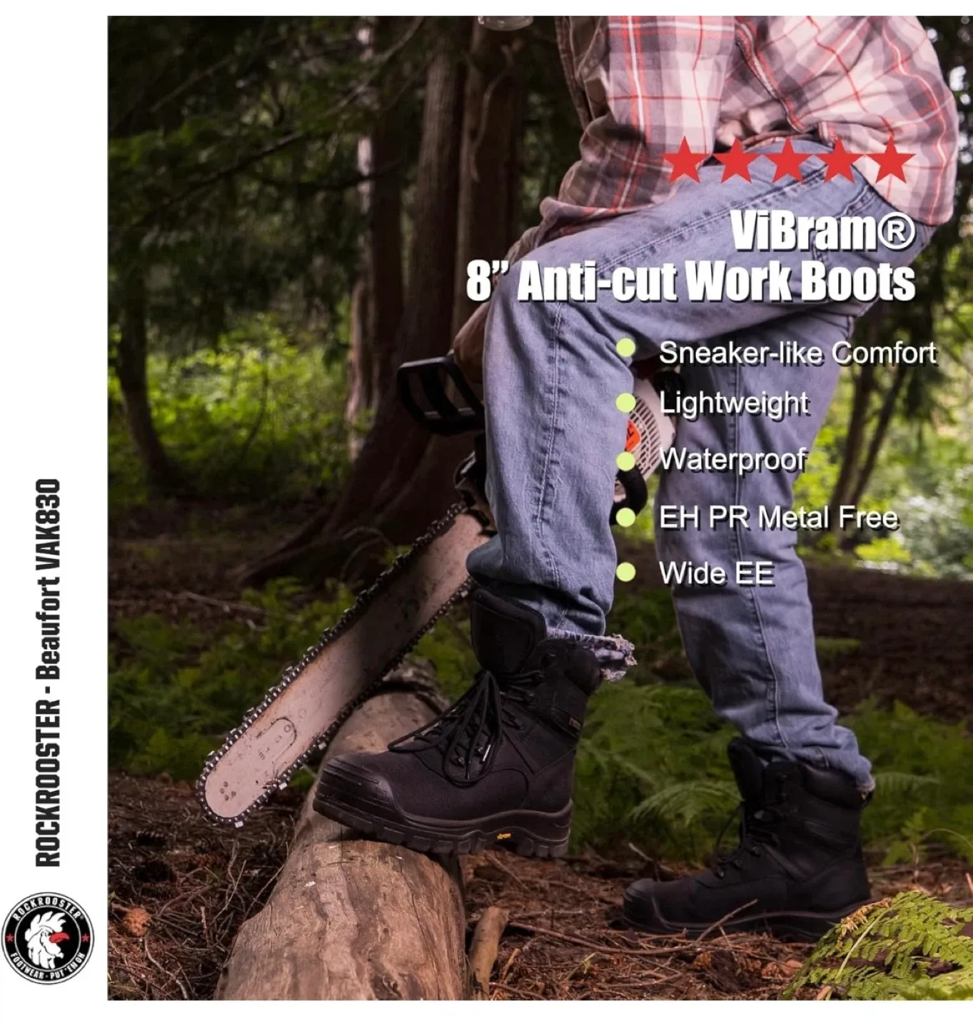 ROCKROOSTER Beaufort CSA Men's Work Boots, 8" Waterproof, Black image indicator(9)