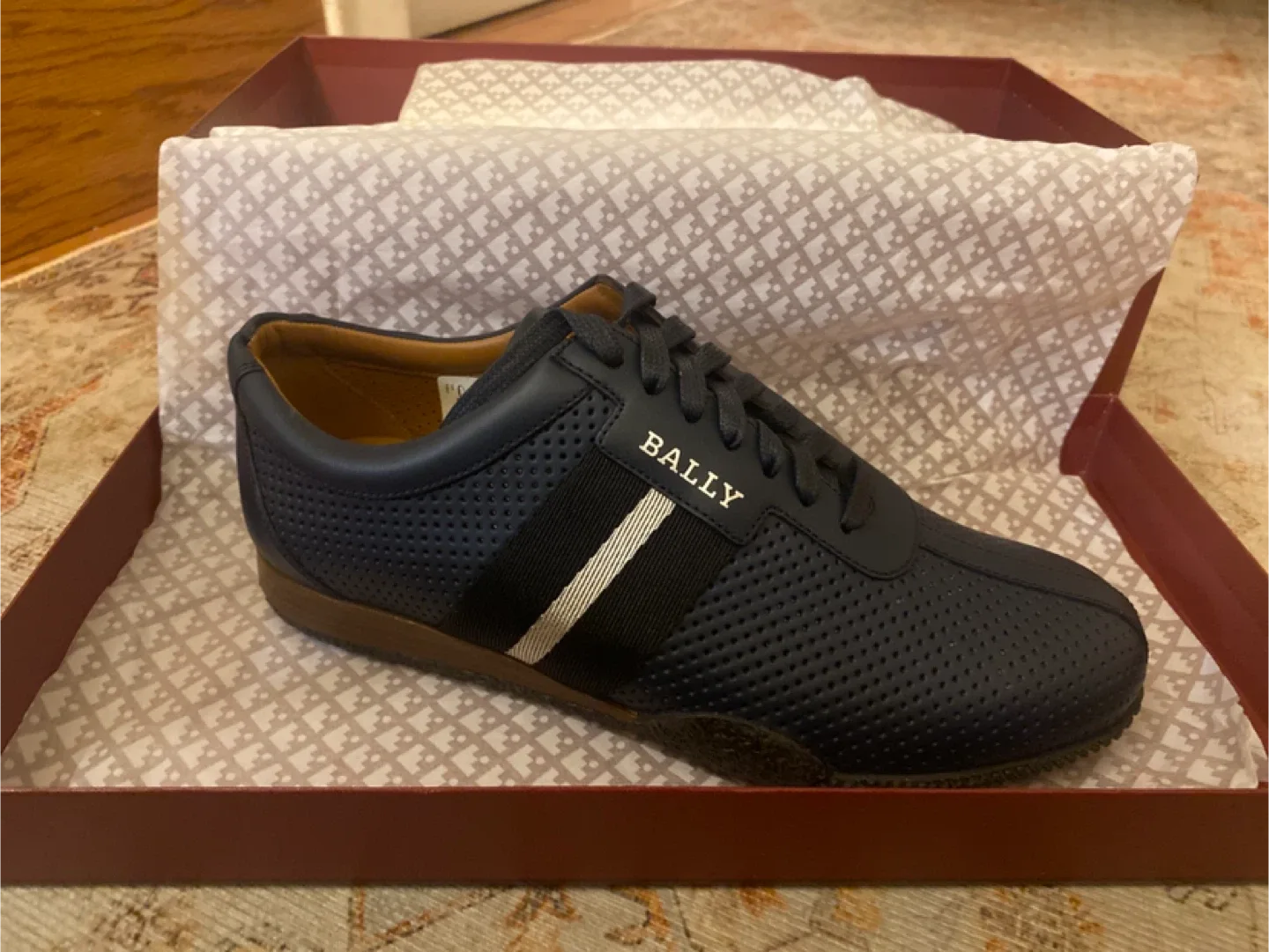 Bally Frenz Ink Leather Sneakers US 7.5 New in Box