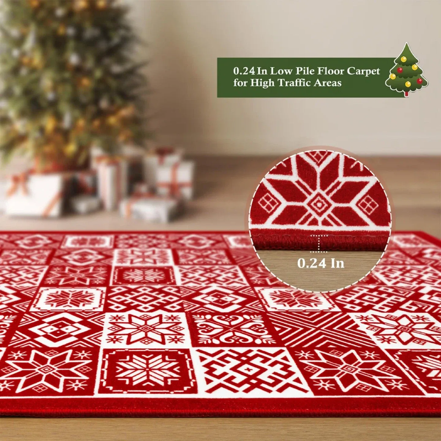 Christmas Decorative 6x9’ Area Rug Machine-Washable, New! image indicator(3)