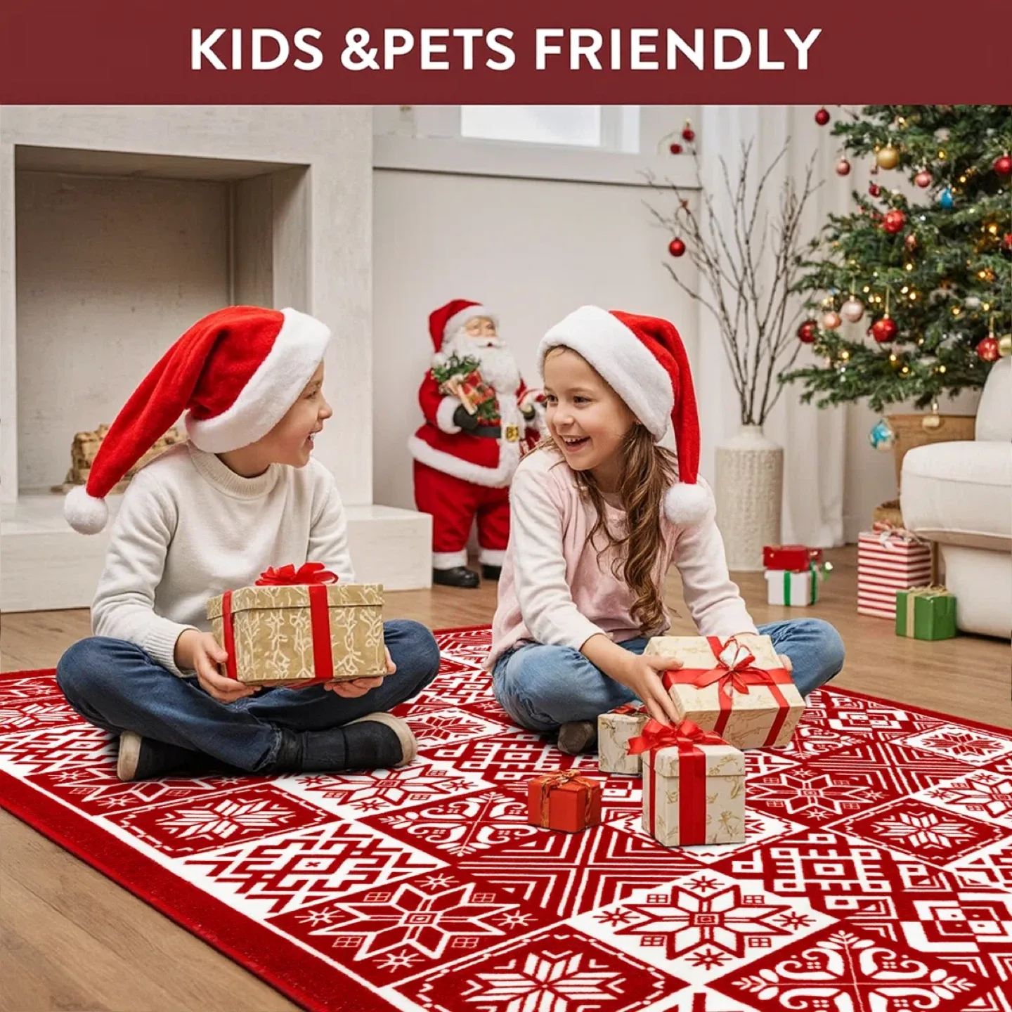 Christmas Decorative 6x9’ Area Rug Machine-Washable, New! image indicator(2)