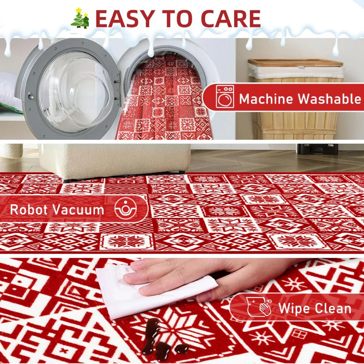Christmas Decorative 6x9’ Area Rug Machine-Washable, New! image indicator(5)