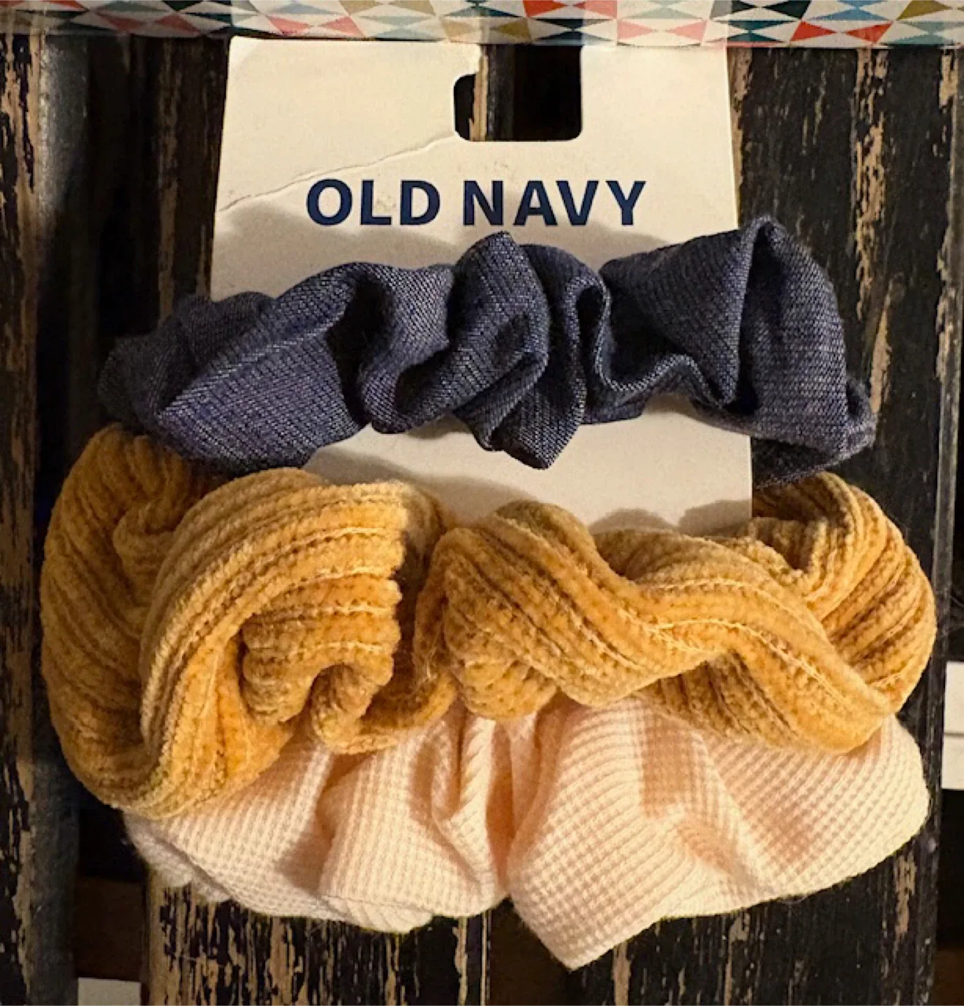 🥕Old Navy 3-Pack Scrunchies - Dark Tone Chambray