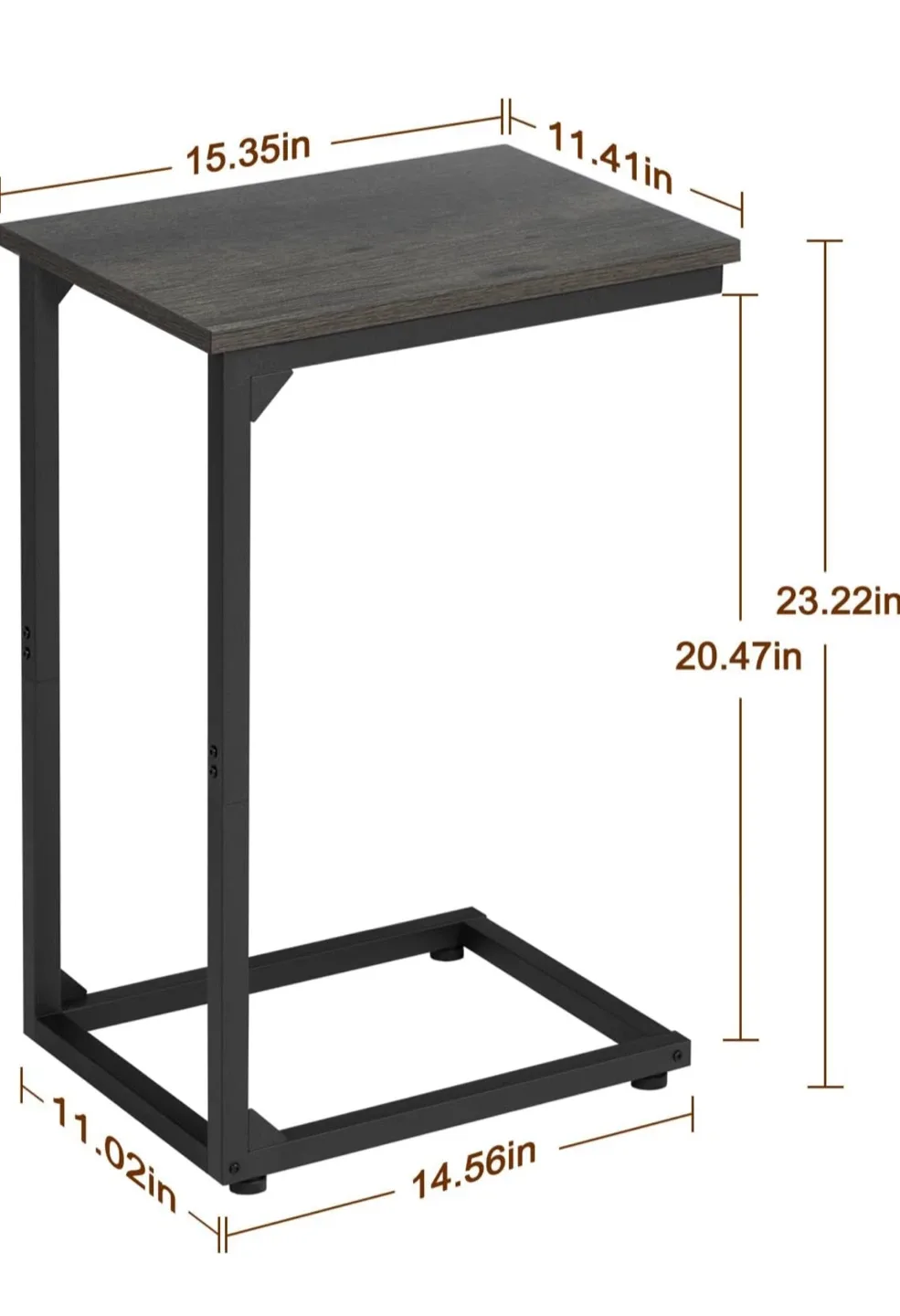 C-Shaped End Table - Dark Wood & Black Metal image indicator(5)