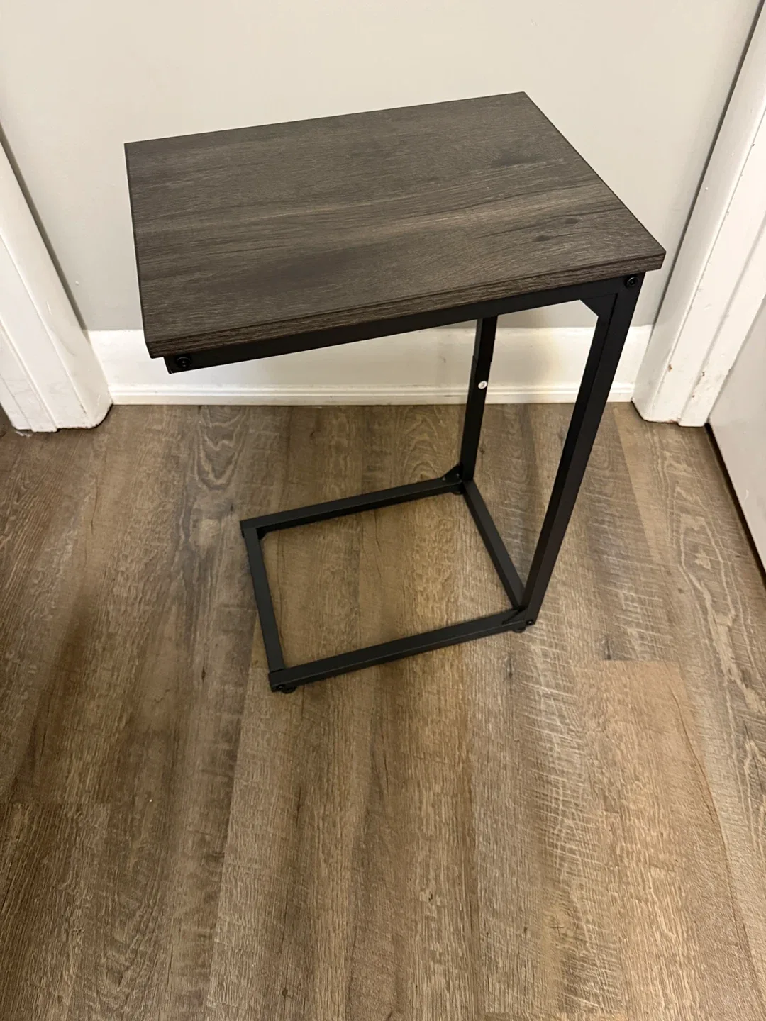 C-Shaped End Table - Dark Wood & Black Metal image indicator(2)
