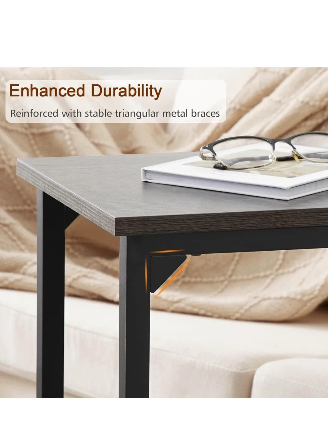 C-Shaped End Table - Dark Wood & Black Metal image indicator(7)