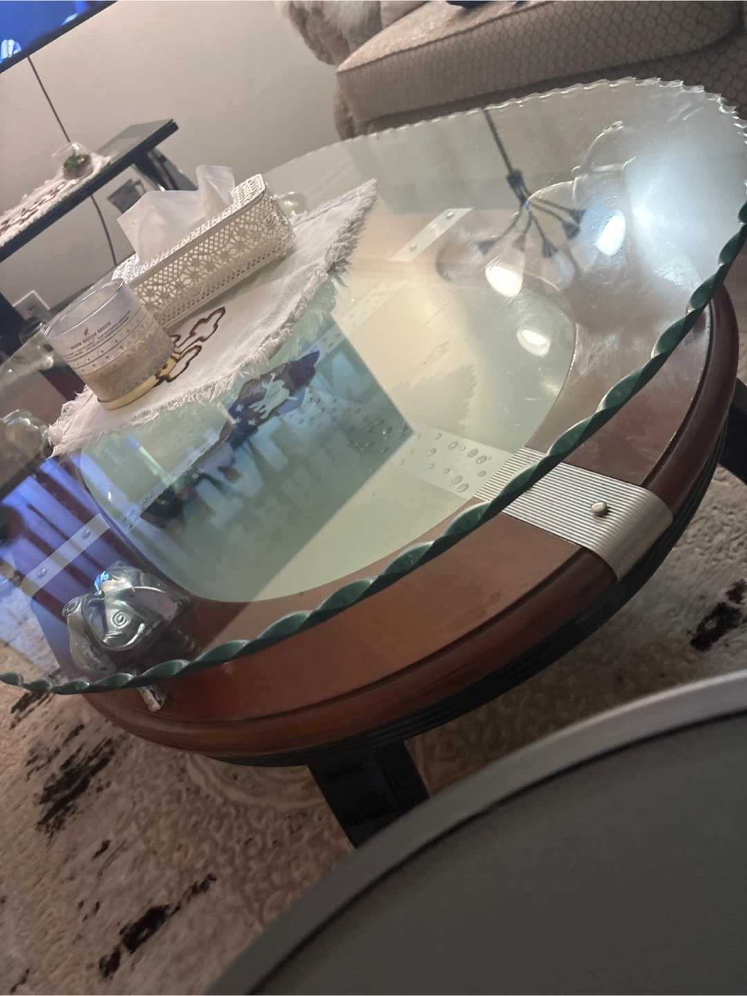 Glass Top Coffee Table with Elephant Accents - photo 4