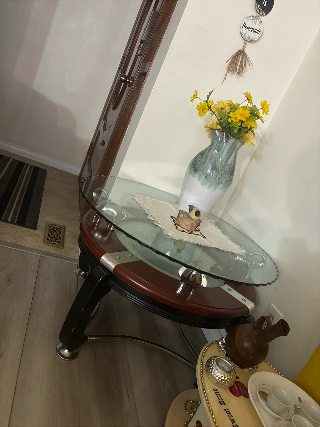 Glass Top Coffee Table with Elephant Accents - photo 5