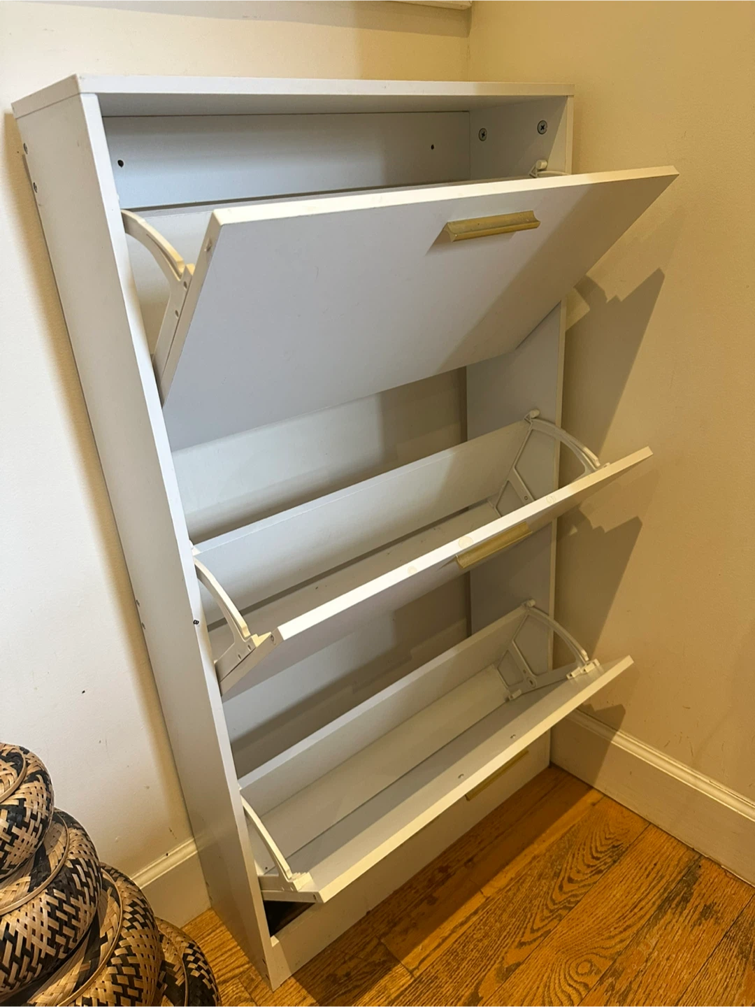 White Shoe Cabinet with 3 Shelves - photo 2