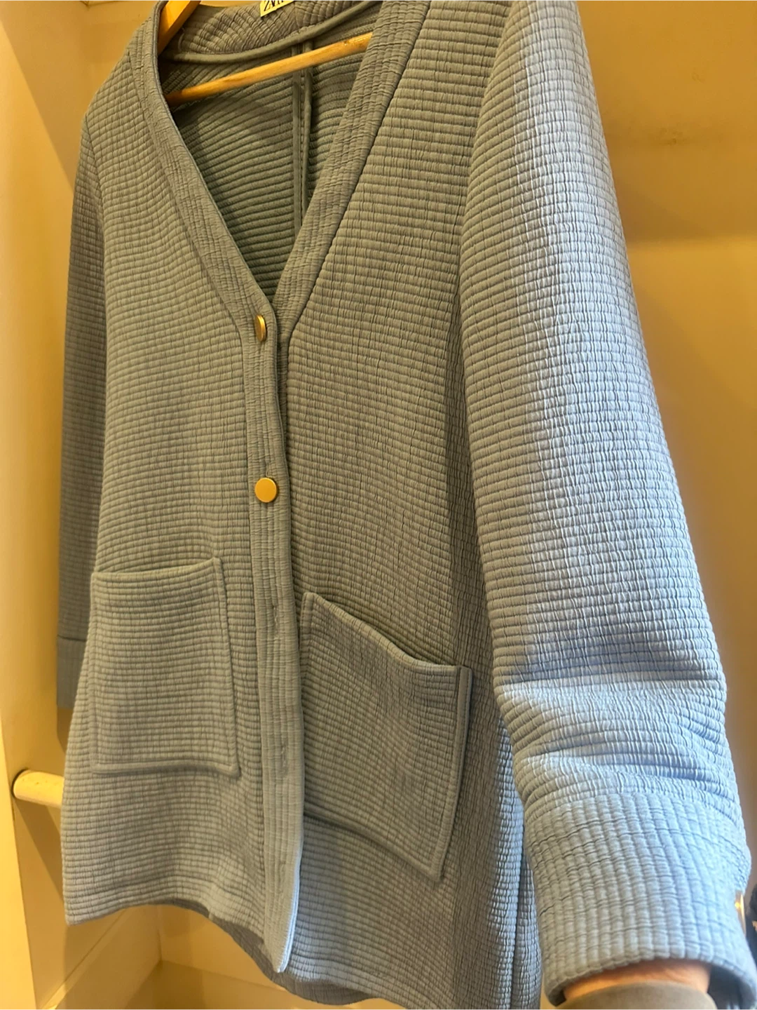 Zara Blue Textured Knit Cardigan - Size S