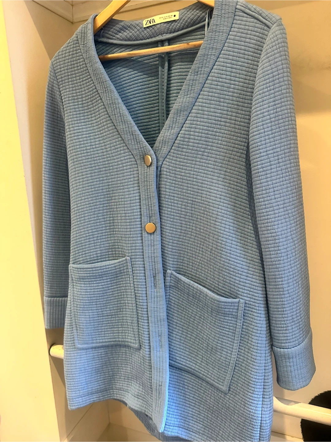 Zara Blue Textured Knit Cardigan - Size S - photo 2