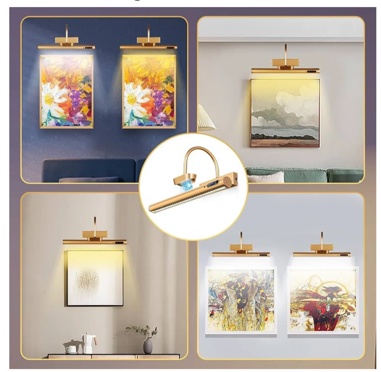 Gold Picture Light with Remote image indicator(4)