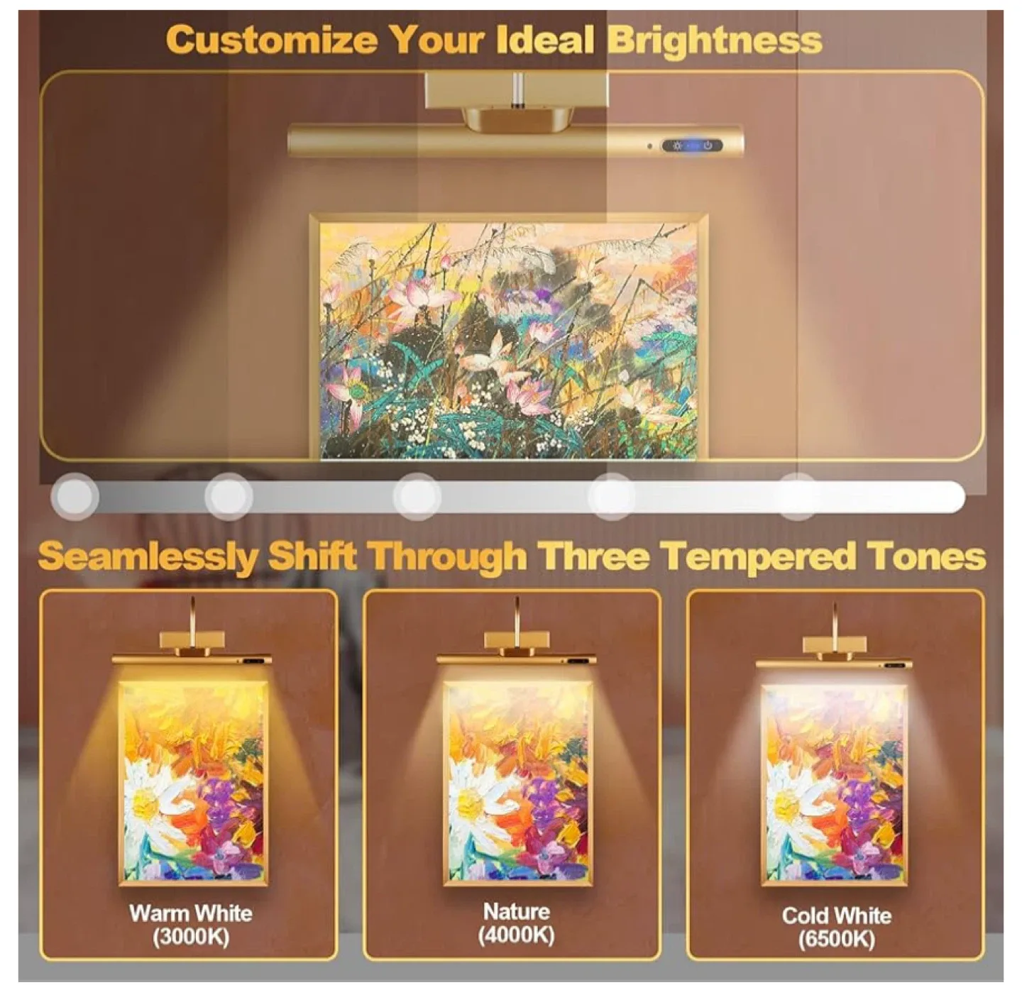 Gold Picture Light with Remote image indicator(6)