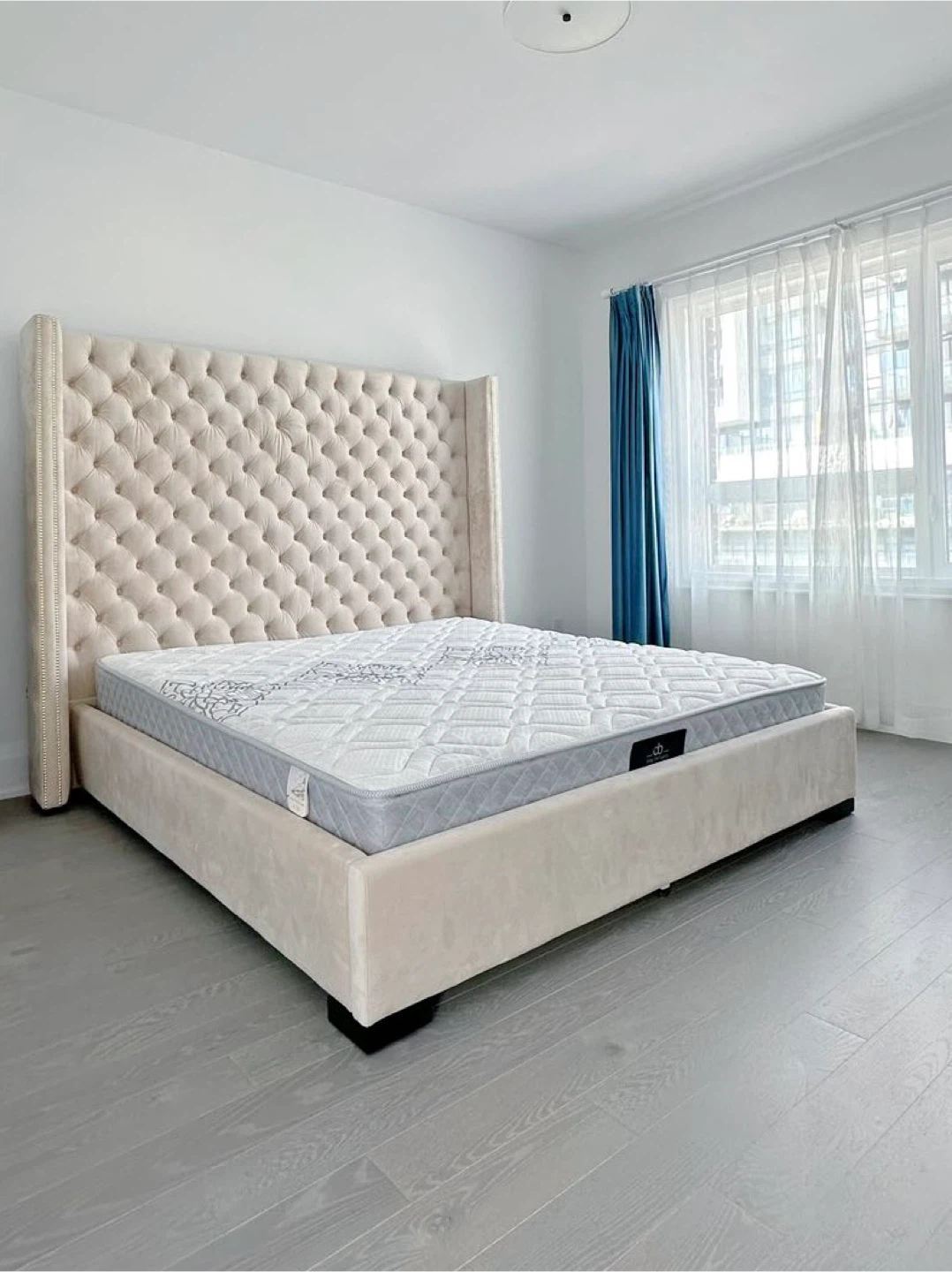 Luxury Velvet Upholstered Wingback Bed Frame - photo 2